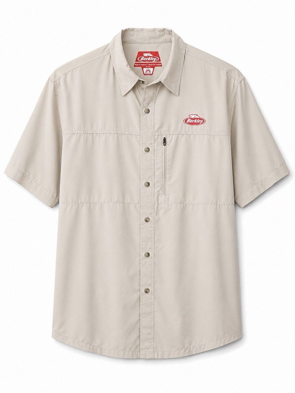 Berkley Men’s Vented Short-Sleeve Button Up Fishing Shirt In Beige Size Medium